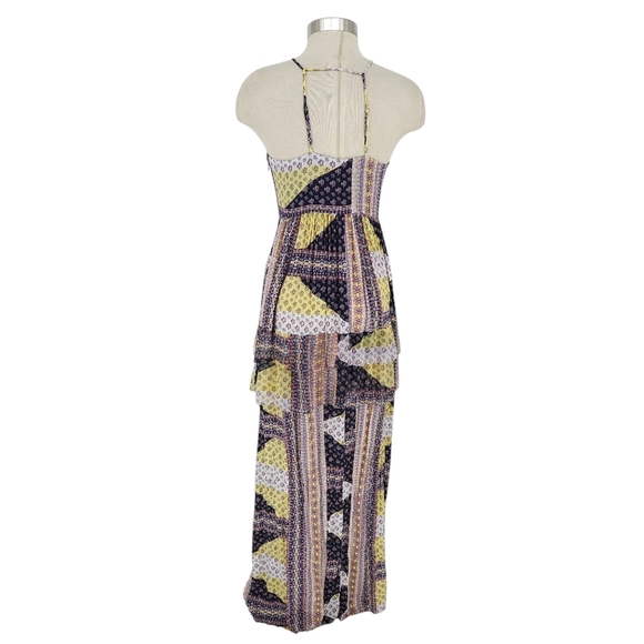 BCBGeneration Tiered Maxi Dress Floral Patchwork Sleeveless Keyhole Neck 6 - Picture 5 of 11